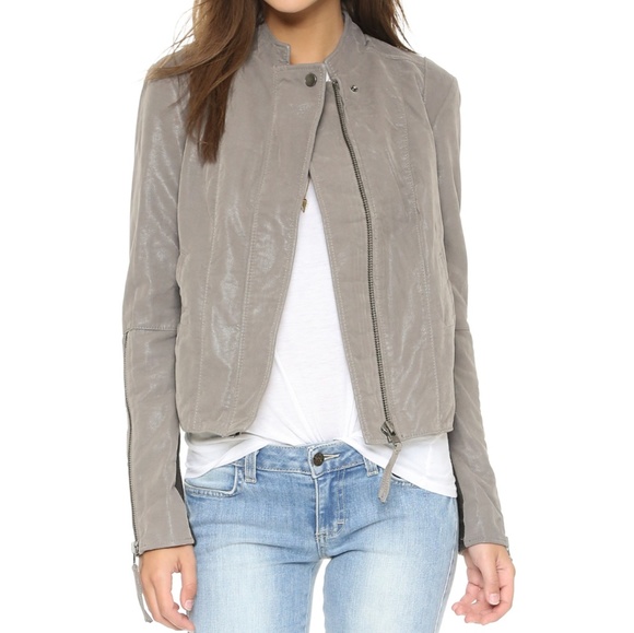 Free People Jackets & Blazers - Free People Clean Vegan Leather Grey Moto Jacket